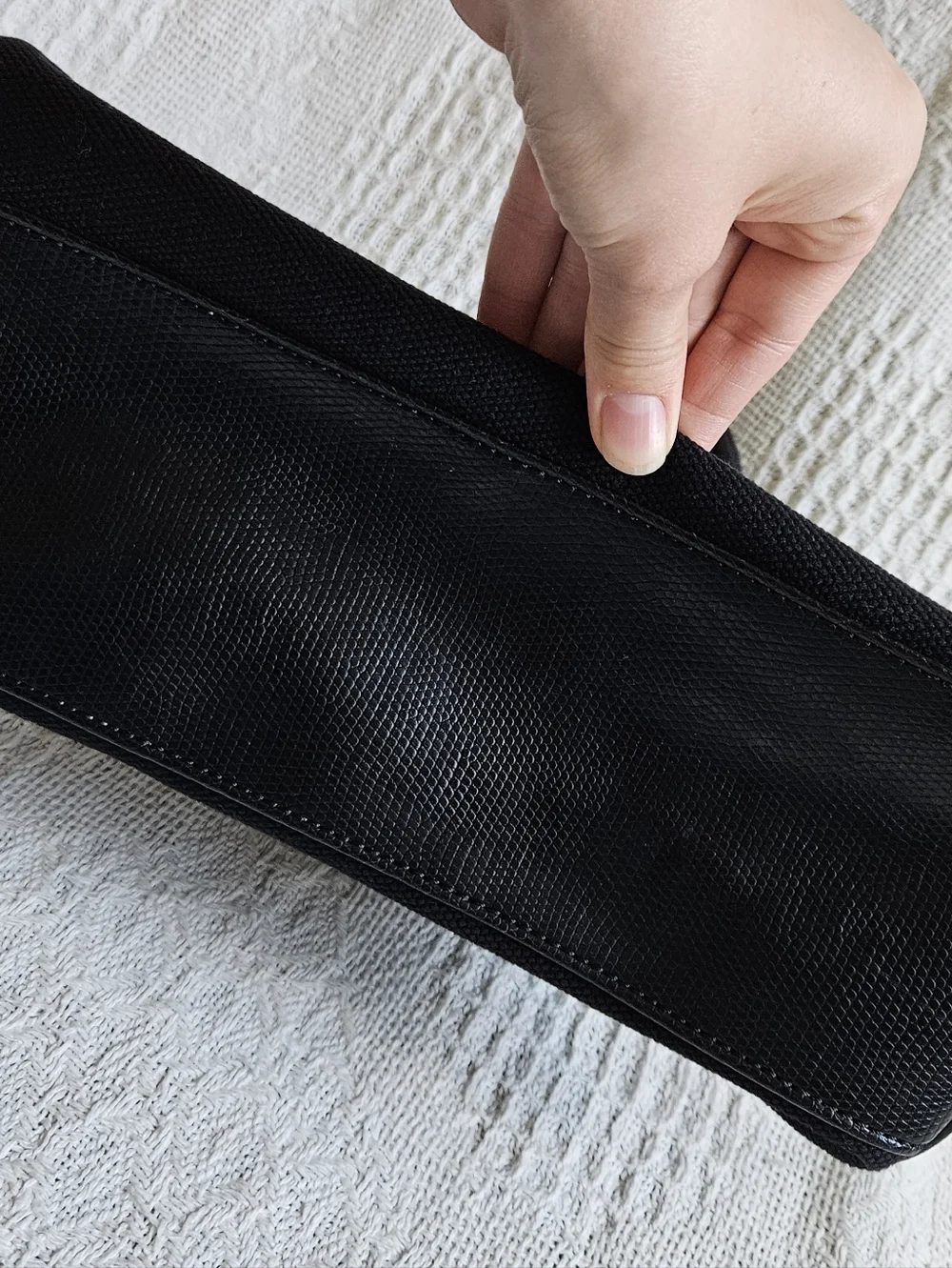 Victoria's Secret Black Canvas Satchel with Gold Hardware